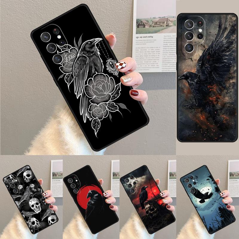 Goth Raven Silicone Phone Case For Samsung Galaxy Note 10 Pro S26 S25 S24 S23 S22 S21 Plus S25Ultra Capa Cover