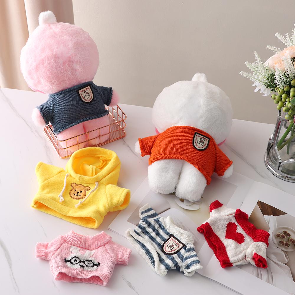 Plush Toy Clothes 30CM Doll Tops Knitted Sweater Hoodie Overalls For Bear Kawaii Mini Yellow Duck Clothes Accessories Kids Toys