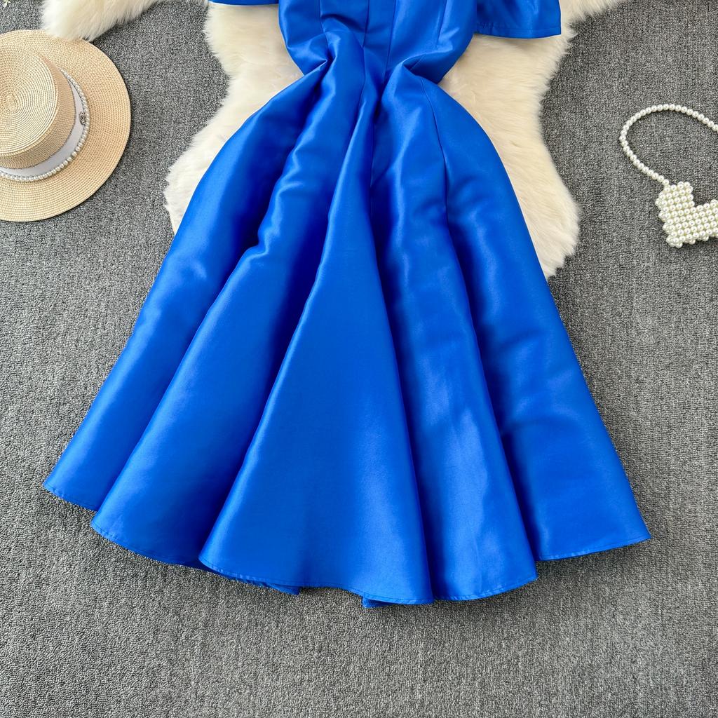 Rochie de bal de vară pentru femei, vintage, cu mâneci bufante, cu guler pătrat, petrecere de seară, rochii de prințesă