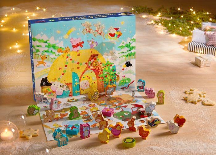 HABA - Mon Premier Calendrier de l’Avent - 24 Pièces en Bois, 24 Chapitres à lire et Décor en 3D - Calendrier Noël pour Enfants