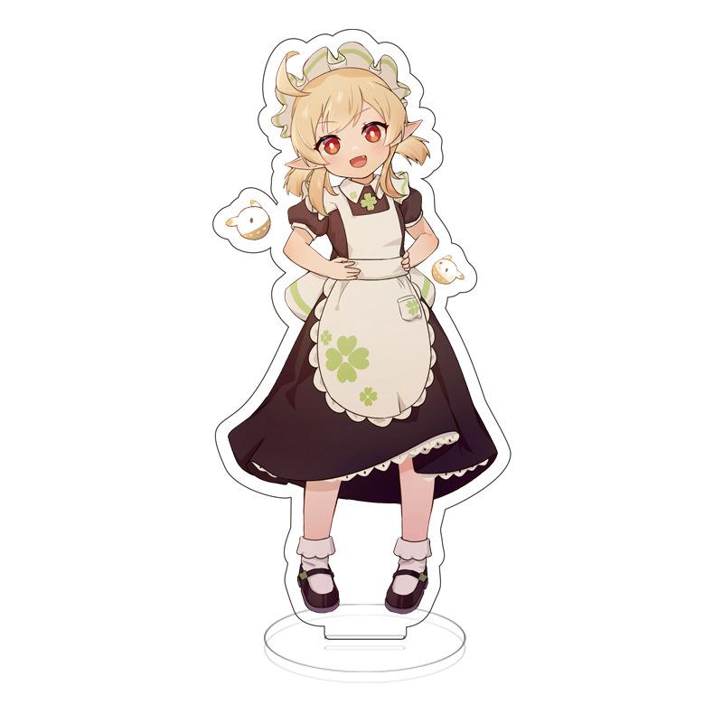 Genshin Impact Q Version Figurenständer Modellplatte Keqing Qiqi YanFei Venti Hutao Stehendes Schild Niedlicher Dienstmädchen-Themen-Schlüsselanhänger