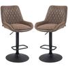 Set of Two Faux Leather Retro Bar Stools - Brown