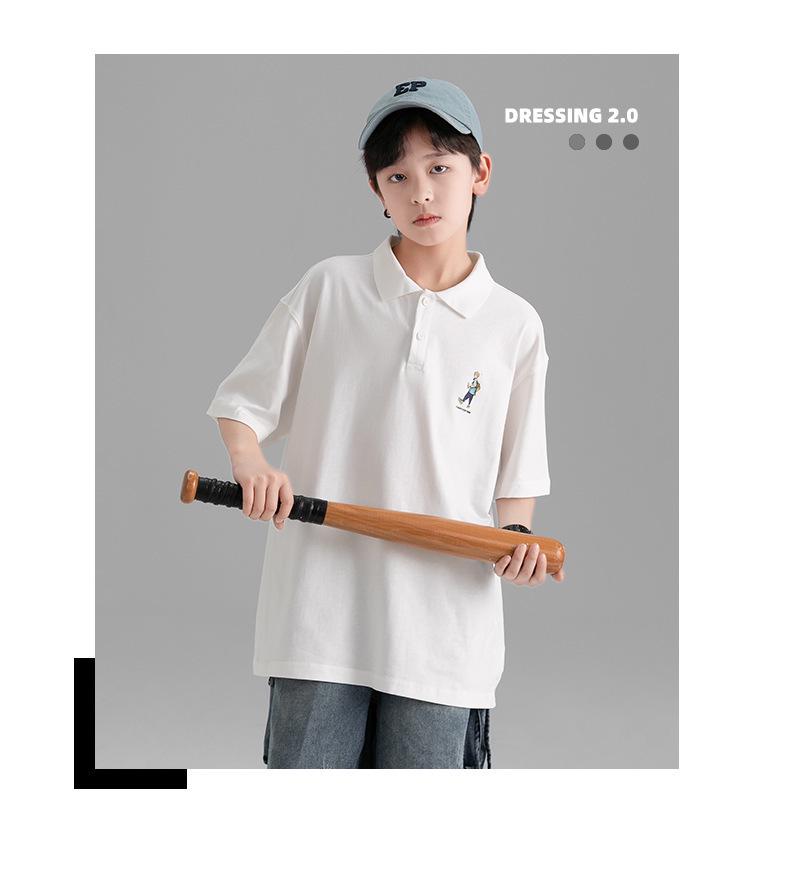 Boys' Korean Style Summer Polo T-shirt - Casual, Trendy, Loose Fit