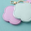 Faux Leather Flower Makeup Mirror Waterproof Portable Vanity Mirror Keychain