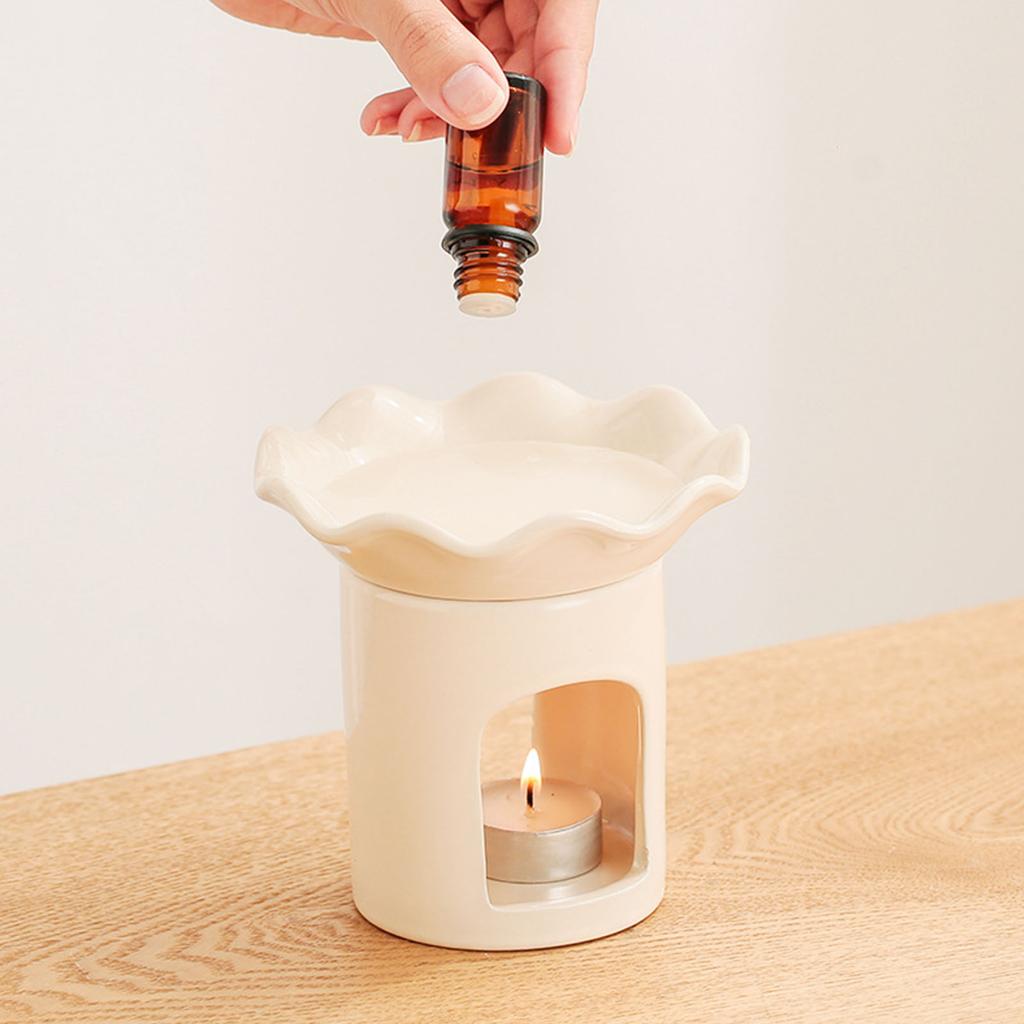 Keramik Blumen Design Ätherisches Öl Brenner Teelichthalter für Romantiker Heimdekorationen und Duftdiffusion