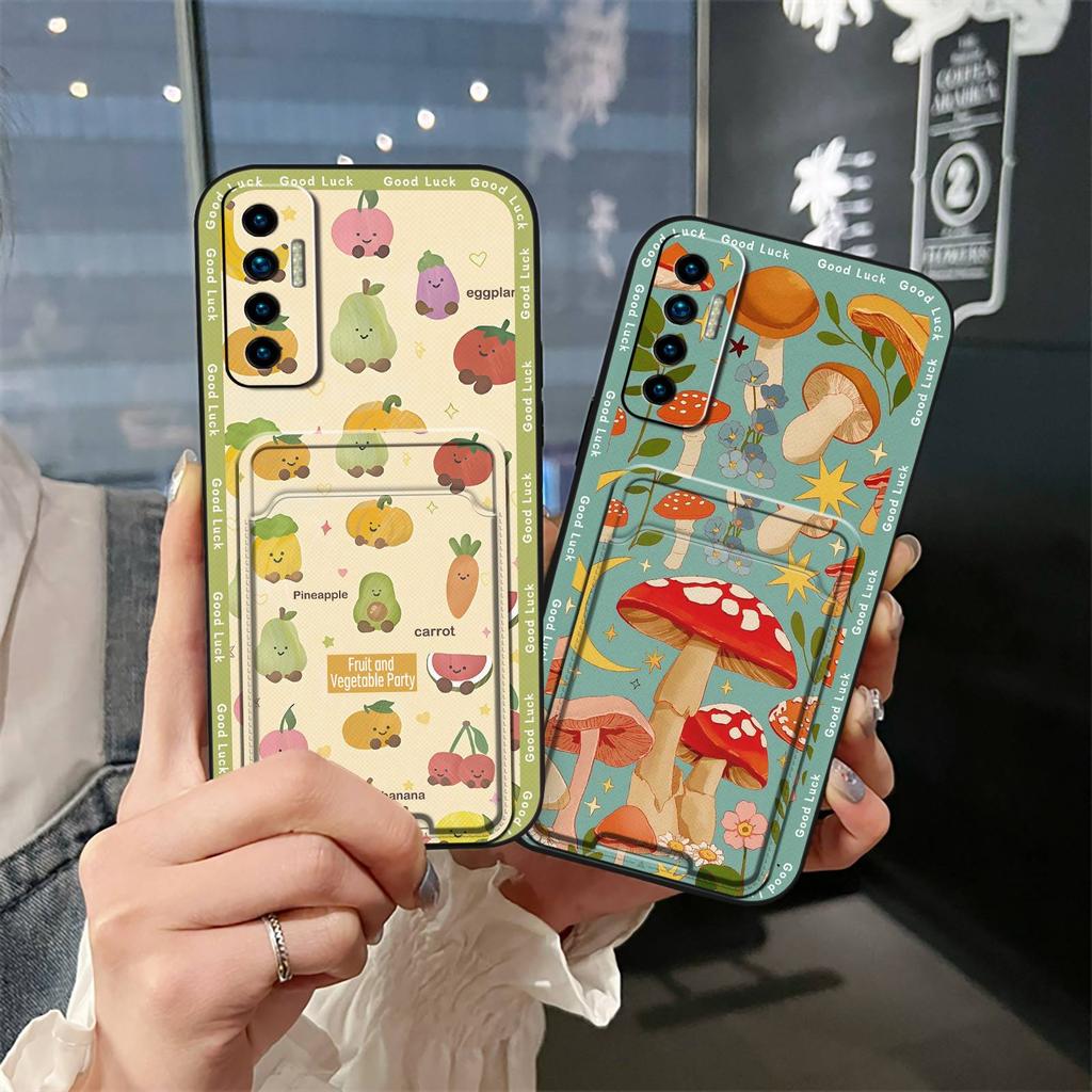 TPU Dirt-resistant Phone Case For Tecno Camon17P Card Slot Soft Case Cover Cute Card Bag Durable Fashion Design Silicone