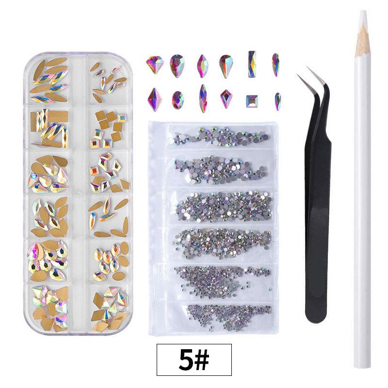 12 Strass per unghie colorati Diamanti di dimensioni miste AB Flatback Lucido Cristallo 3D Glitter Gemme Decorazioni per unghie Strass