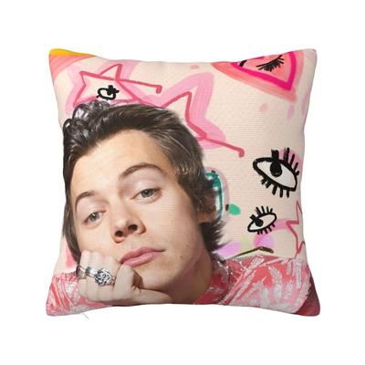 Harrys Styles Sänger Kissenbezug Druck Polyester Kissenbezug Geschenk Kissenbezug Abdeckung Zuhause Quadratisch 18''