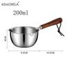 1PC Stainless Steel Oil Pot with Wooden Handle 200ml Spilled Mini Soup Milk Pot Scalding-proof Kitchen Tool Cook Accessories