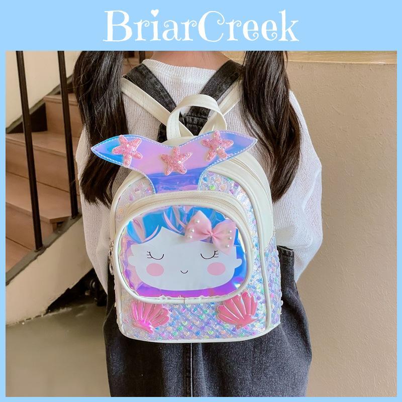 Mermaid Tail Kids Backpack For Girls With Pu Material And Arc Shoulder Straps