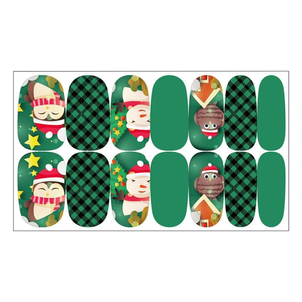 1Seet/14PCS Nail Art Christmas Nail Stickers Self-Adhesive Nail Polish Strips Full Stickers DIY