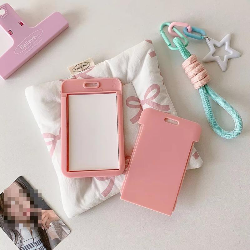Candy Color Slide Cover 3-inch Card Holder Student Campus Bus Card Cover 3-inch Kpop Idol Photocard Holder Id Credit Card Holder