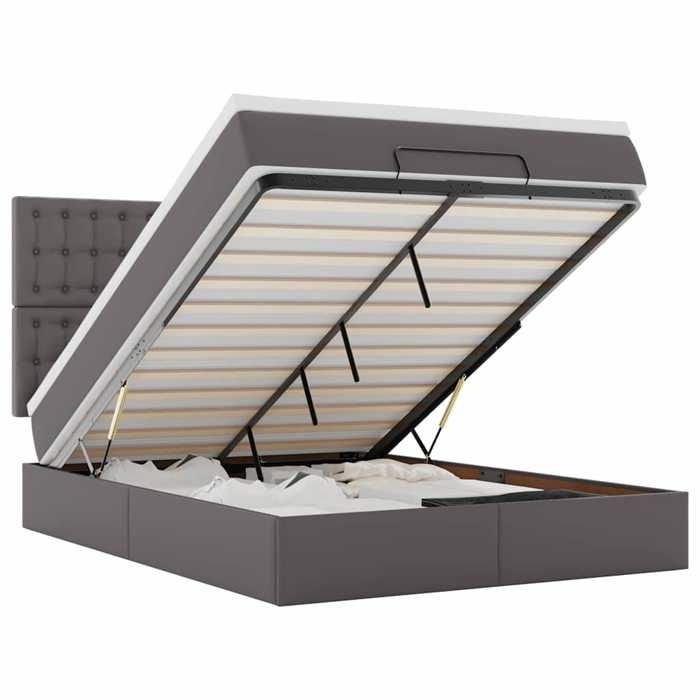 VidaXL Cadre de lit ottoman avec matelas gris 140x190 cm similicuir 3313004