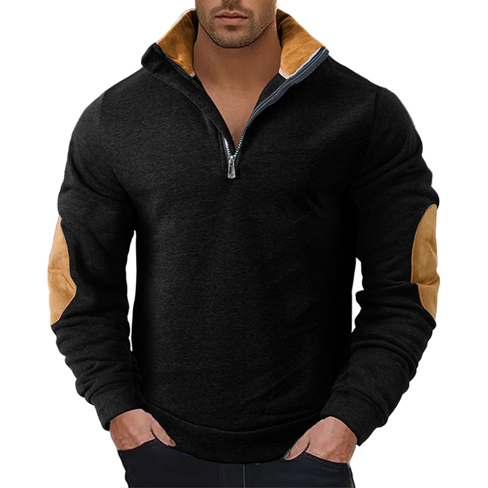 Men S Long Sleeved Fake Two-Piece Hoodie Fashion Top L