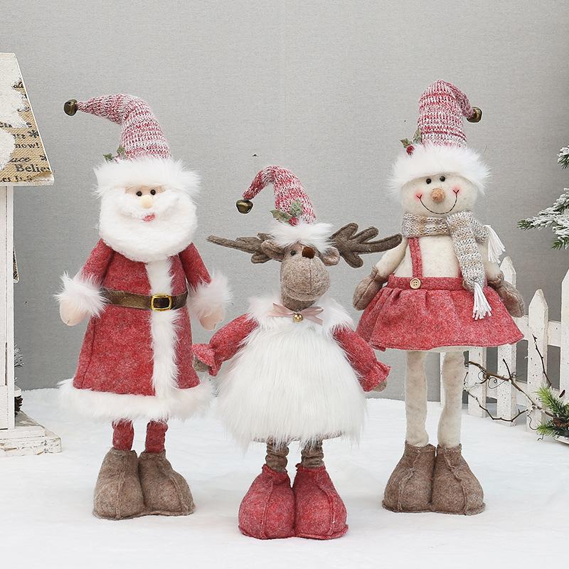 Vánoční látková zatahovací panenka Santa Claus sněhulák panenka sváteční dárek vánoční dekorace ozdoby potřeby