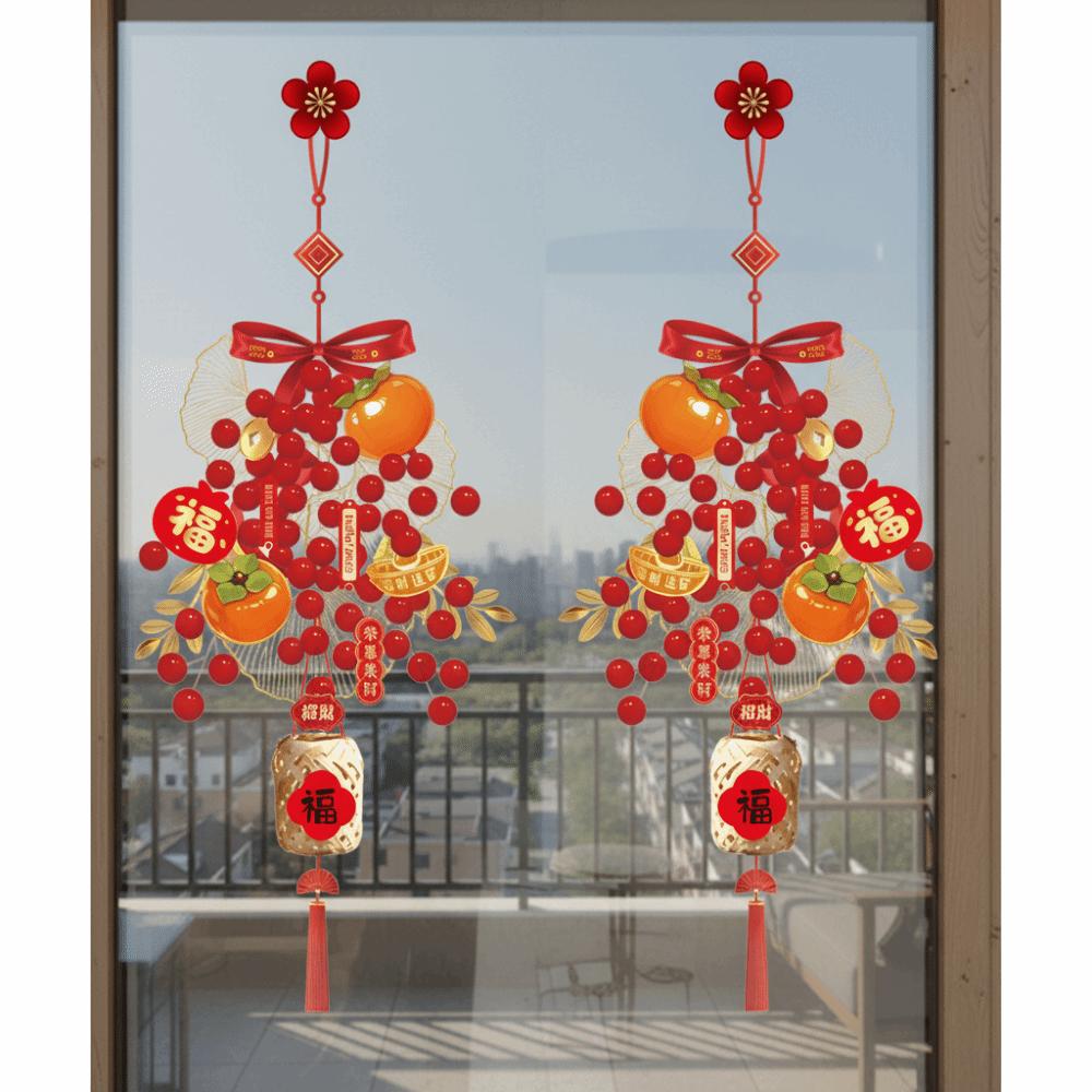 PVC Persimmon Window Stickers Red Removable Spring Festival Door Decals 2D Festive Atmosphere Self-adhesive Stickers Bathroom
