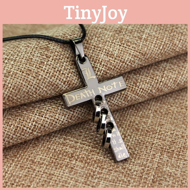 Anime Death Note Necklace With Cross Pendant On Leather Cord For Fans Gift And