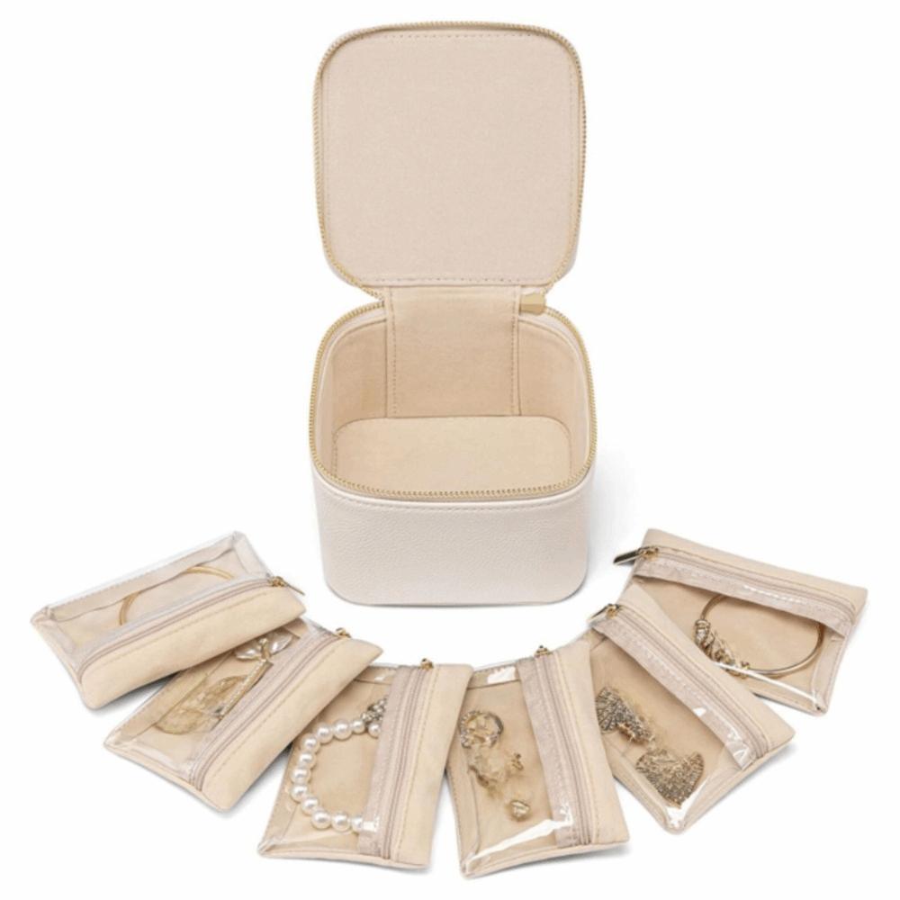 

PU Leather Earring Storage Case with Small Pouches Jewelry Display Box Jewelry Holder Handbag Ring бежевый