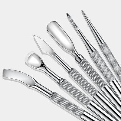Pousse-cuticules double extrémité tête biseautée ronde dissolvant acier inoxydable limes à ongles bâtonnets de manucure outil outil nail art haut de gamme