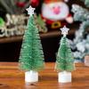 Simulated Mini Christmas Tree with White Pine Needles Christmas Decorations Seven-color Luminous Night Lights Desktop Ornaments