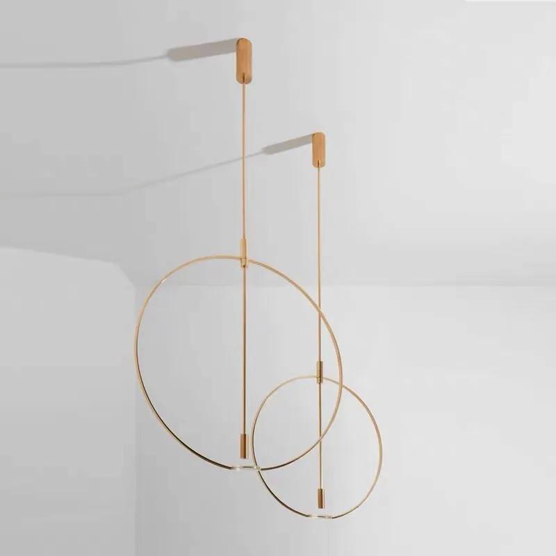 Nordic Ring Pendant 45cm/60cm Golden Pendant Simple Model Room Dining Room Living Room Art Exhibition Decorative Light