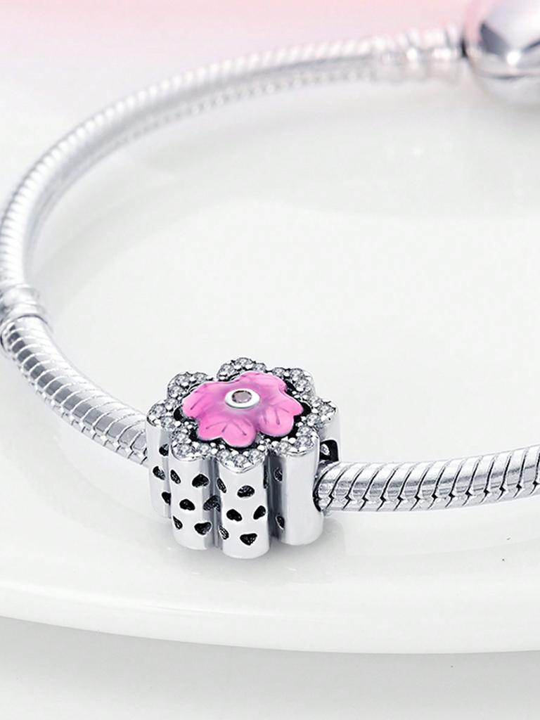 Charms Plata Colorful Flowers Beads Charm Copper Plated Fit Charms Copperoriginal Bracelet For Jewelry Making Diy Charm