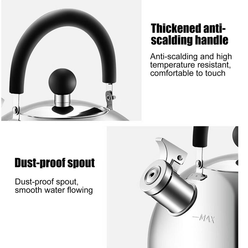 Stainless Steel Kettle Stove Top Kettle 3L Whistling Boiling Water Teapot With Handle For Home Kitchen Induction Stovetops