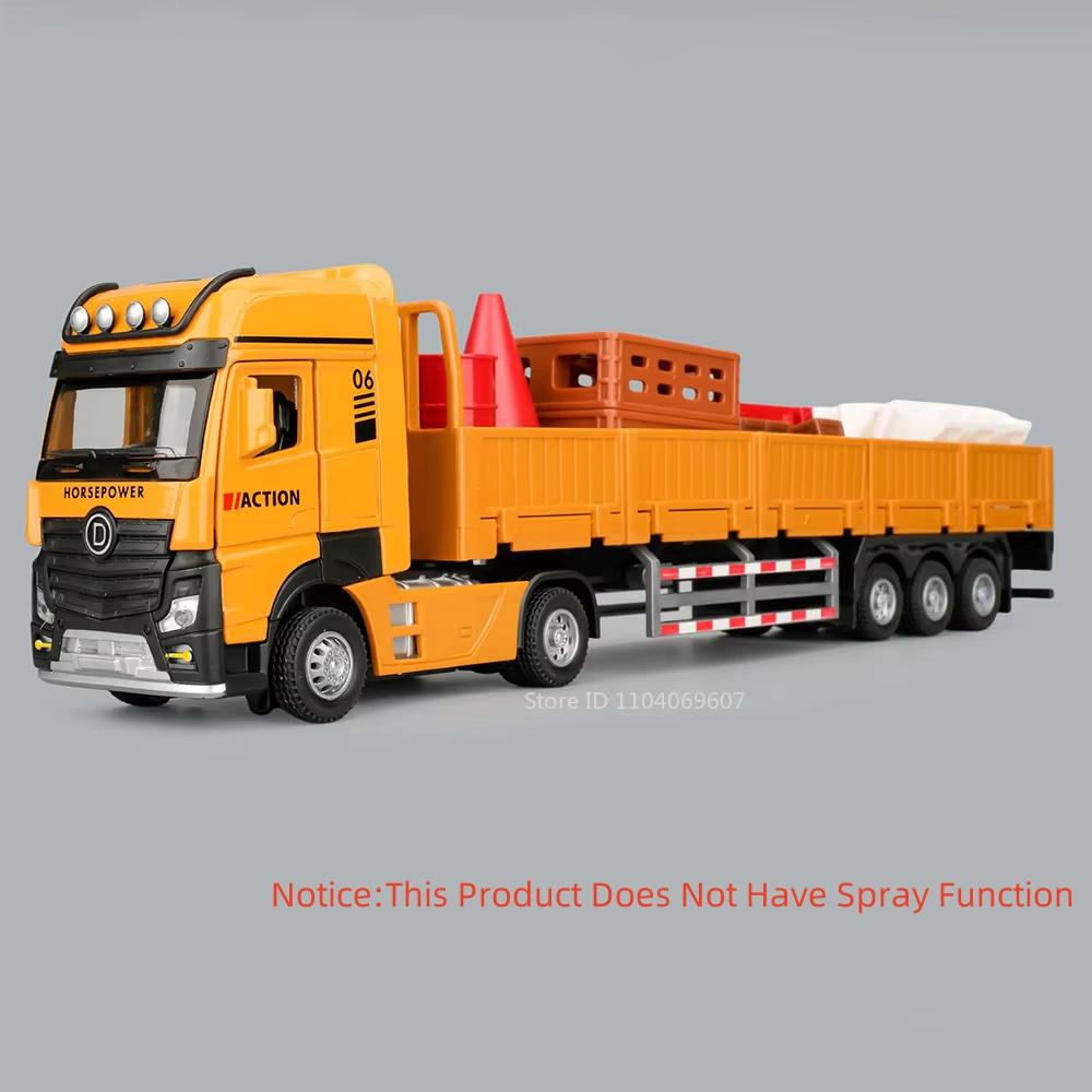 1:32 Scale Roadblock Transport Truck Toy Models Metal Diecast Fire Engine Vehicles Doors Opened Sound Light Pull Back Boys Gifts