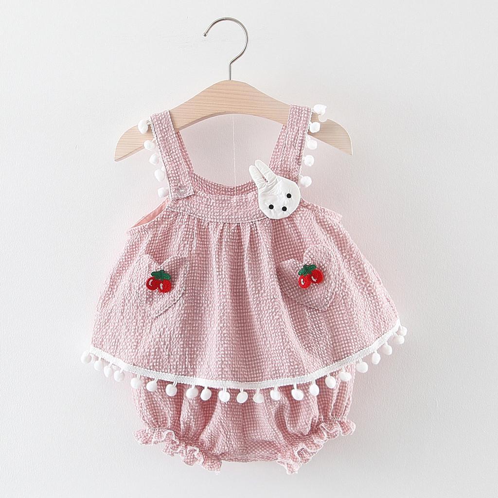 Buy Strap Cherry Bunny Rabbit Tops Shorts Outfits Set Toddler Baby ...