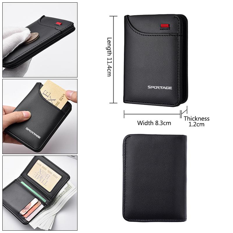 DZMX1 Car Wallet Leather Mini Credit Card Purse Portable Small Wallet For KIA KN GT Sportage GTLine Ceed Optima Cerato Venga Sedona