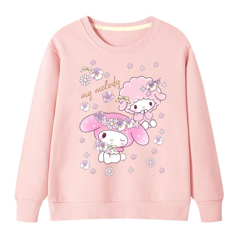

2025 MINISO Cute Kuromi and Melody Cartoon Anime Peripherals толстовки с капюшоном для мальчиков и девочек свитер с круглым вырезом на весну и осень height 160cm золотой