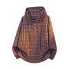Spring Men's Casual Plaid Hooded Shirt Loose Long Sleeve Pullover Shirt