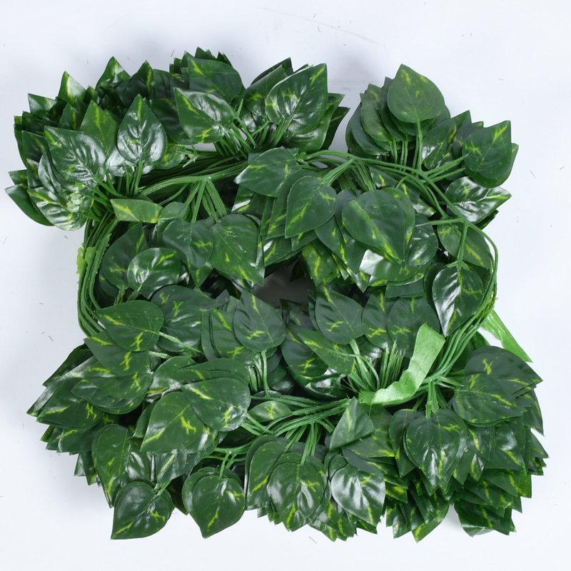 Artificial Rattan Vine Ceiling Decor with Green Radish and Begonia Leaves