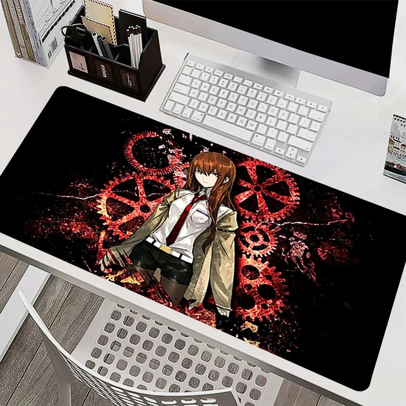 Black Mouse Pad Esports Gaming Accessories Large Keyboard Pad Gamer Nonslip Carpet Steins Gate Anime Desk Mat Notbook Mousepad
