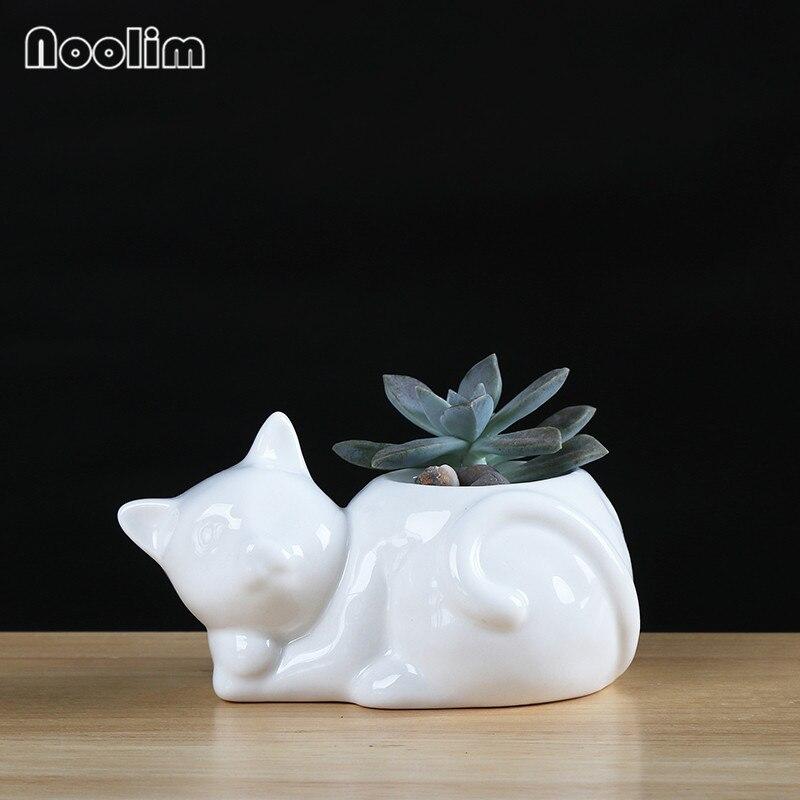 Ceramic Cartoon Cat Flower Pots Mini Succulent Plant Home Tabletop Decor Cute Flowerpots