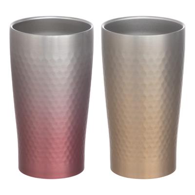 Maebata Luxe Pair of Thermo Tumblers In Gradient Pink Gold 52272 & Gold, 340ml,