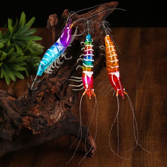 Luminous Shrimp Bait with Squid Jig Hook Realistic Bionic Artificial