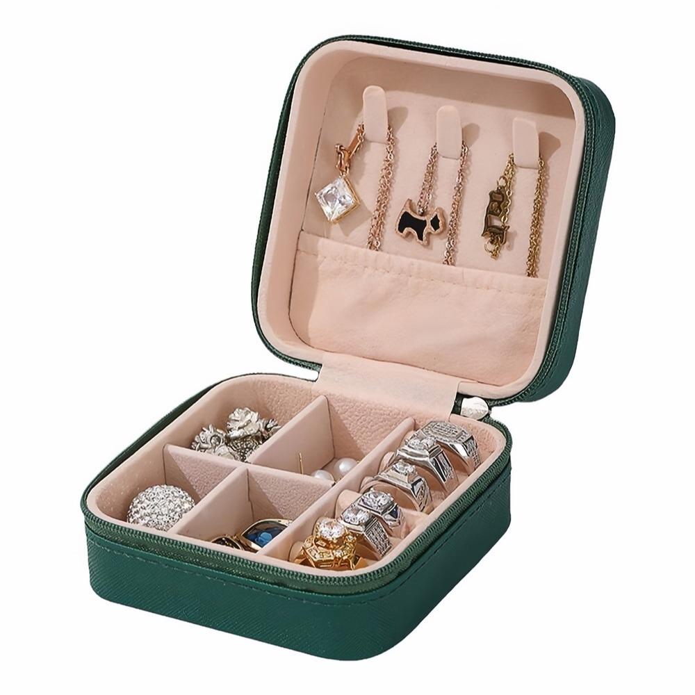 

Necklace and earring multi-purpose jewelry organizer, with 6 compartments, perfect for daily use, travel, and fitness bags zwq зелёный