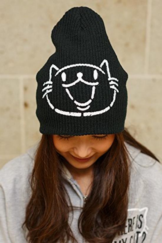 Scorpy Cat Print Knit Cap for Cat CAT Black Lovers, LOVER,