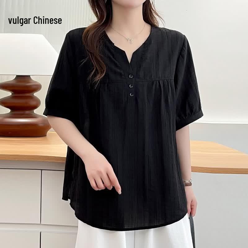 Women s Plus Size Pleated Short Sleeve Summer Shirt 2XL