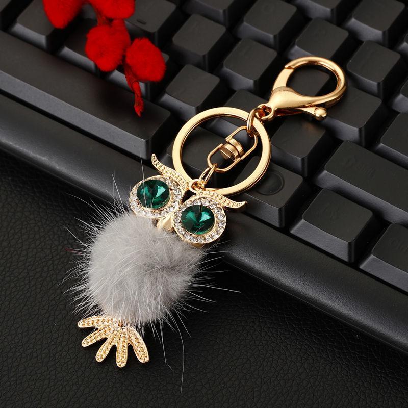 

Милый плюшевый автомобильный брелок с совой для дам, девчачья креативная сумка, подвеска, брелок, кольцо, подарок серый