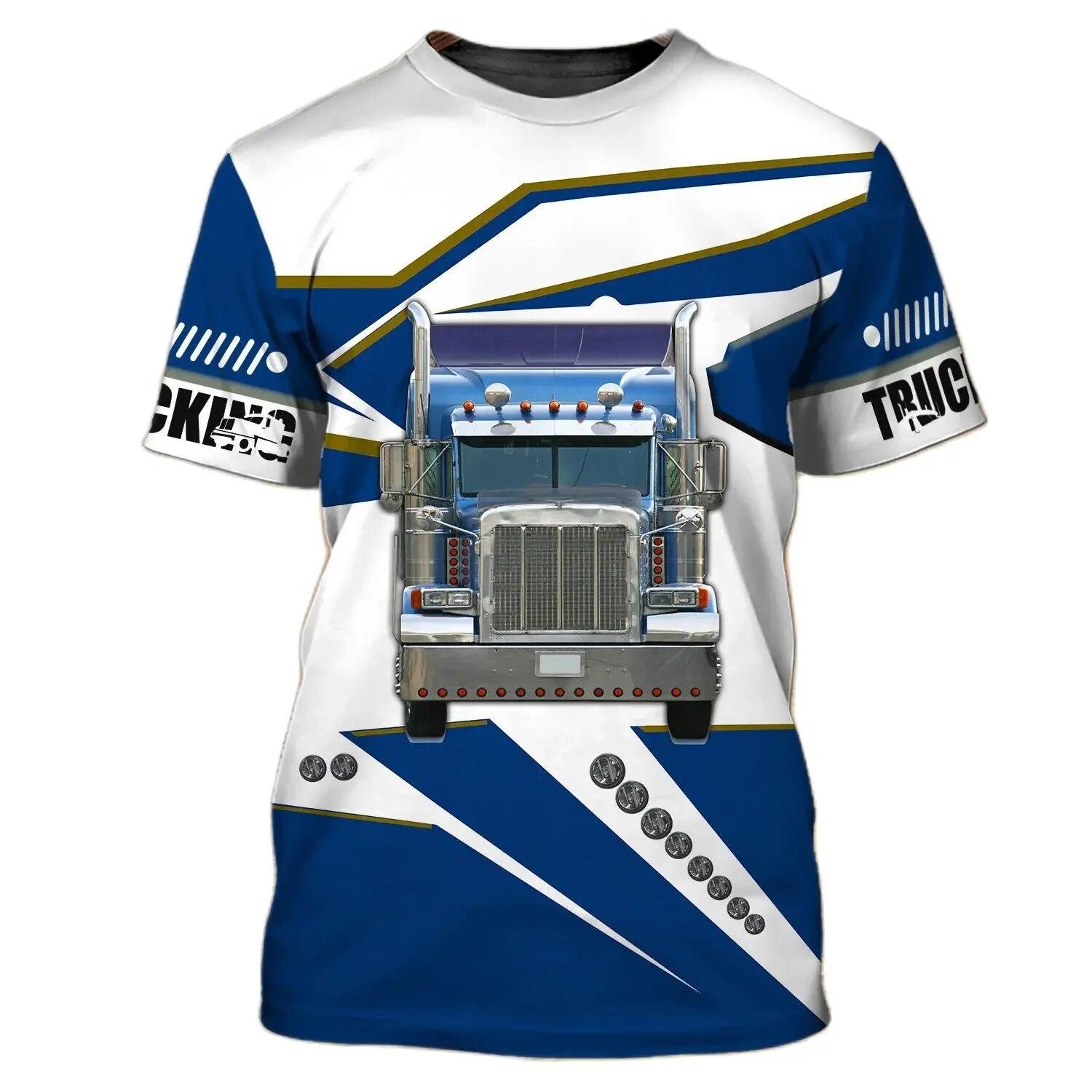 Laoxu Mode 3D Truck Print T-shirt voor mannen Zomer Street Trend Oversized korte mouw Tops Outdoor Sportkleding Casual O-hals T-shirt L rood