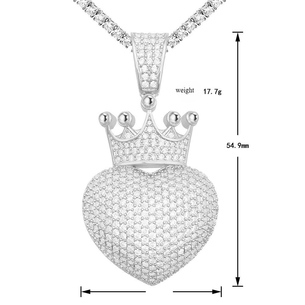 New Style Pendant with Personality and Fashion, Copper Inlaid Zircon Heart-shaped Hip-hop Pendant