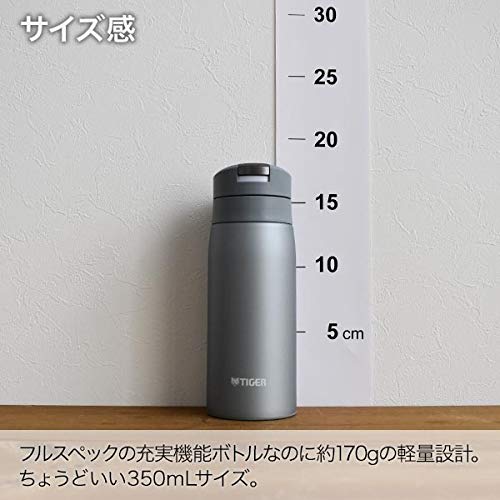Tiger Vacuum Flask (TIGER) 350ml Sahara Mug Stainless Steel Water Bottle, One-Touch Operated, Lightweight, Fog Blue, MCX-A352AF