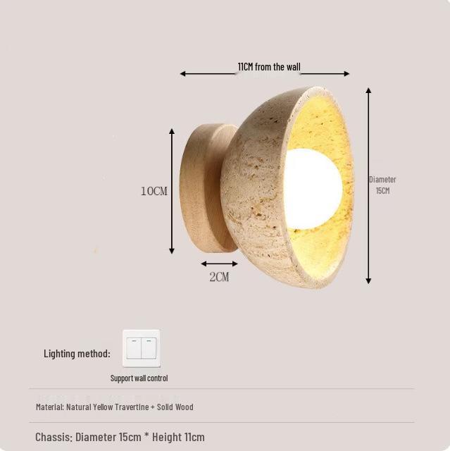 Wabi-Sabi Mid-Century Cream Wall Lamp for Bedroom or Living Room