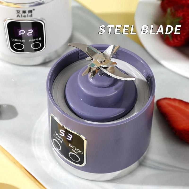 450ml Entsafter für Früchte 8 Klingen 3 Geschwindigkeiten USB Wiederaufladbar Tragbarer Mixer Eiszerkleinerer für Shakes und Smoothies Entsafterbecher
