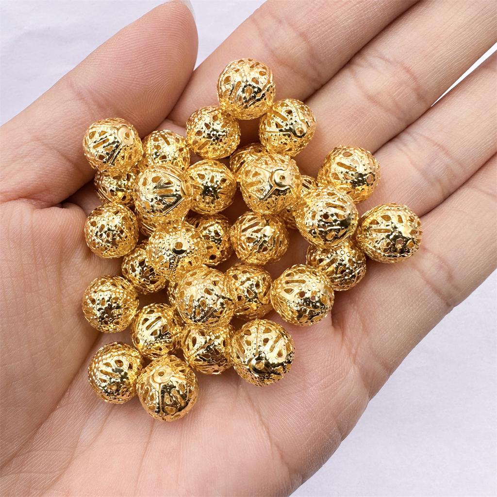Space Loose Beads For DIY Neckalce Beacelet Hollow Charms Bead Silver Gold Plated 4-12mm