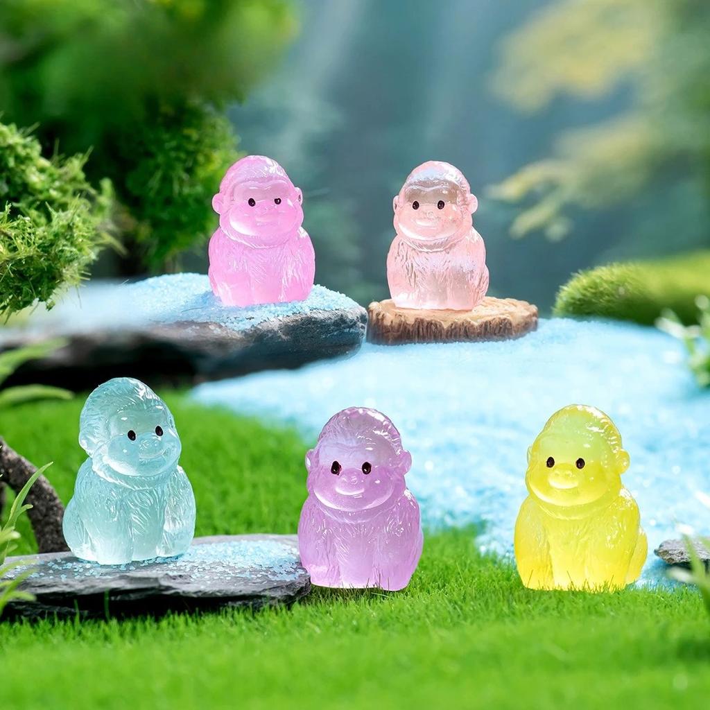 6Pcs Luminous Gorilla Mini Animal Fluorescent Figure Miniature Figurines Fairy Garden Ornament Diy Home Decor Accessories