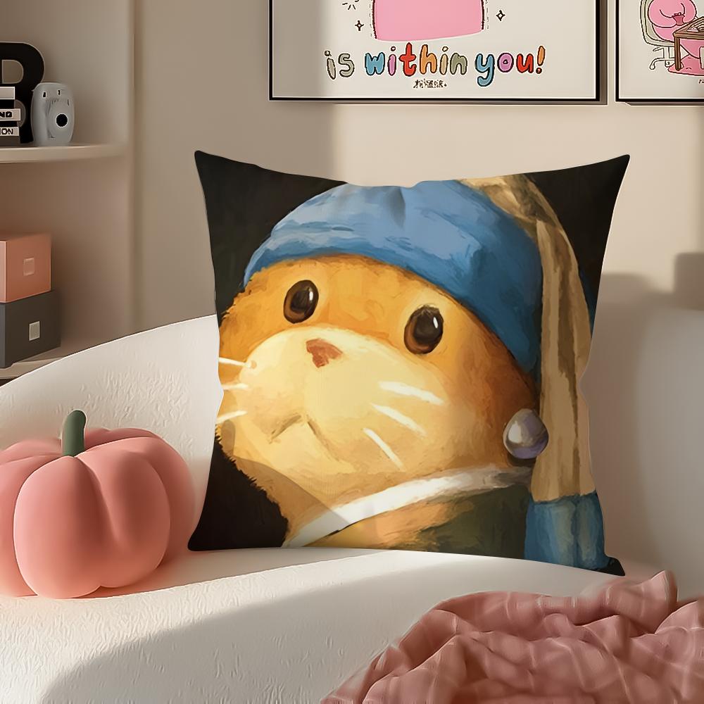 Cartoon Character PParty Animals Cushion Cover Pillowcase Short Plush Invisible zipper Room Sofa Cushion Cover