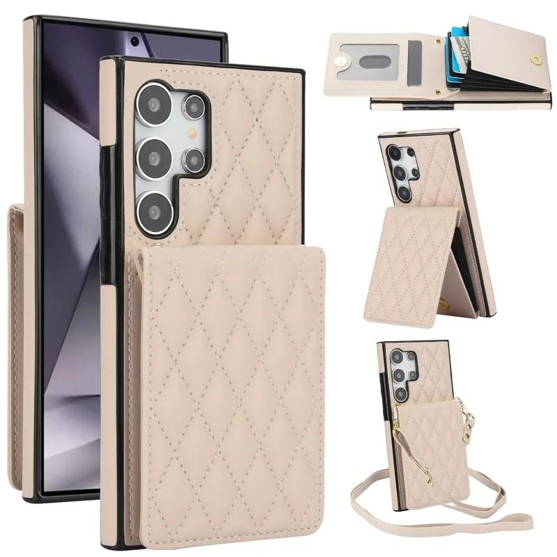 Crossbody Wallet with Card Holder Phone Case for Samsung Galaxy S23 S21 FE S24 S22 Ultra A13 A53 A14 A54 A15 A55 Leather Cover